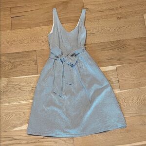 Hope & Henry Grey and White Striped Searsucker Sleeveless Dress